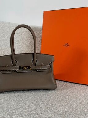 Authentic Pre-Owned Hermes Etoupe Evercolor Shoulder Birkin Light 29